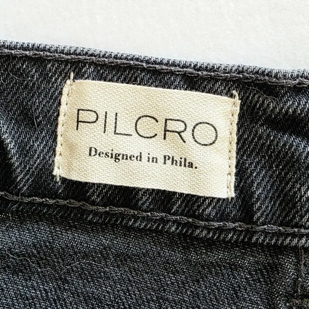 Pilcro Anthropologie Devon Denim Shorts 25 Black Rhinestone Distressed Frayed